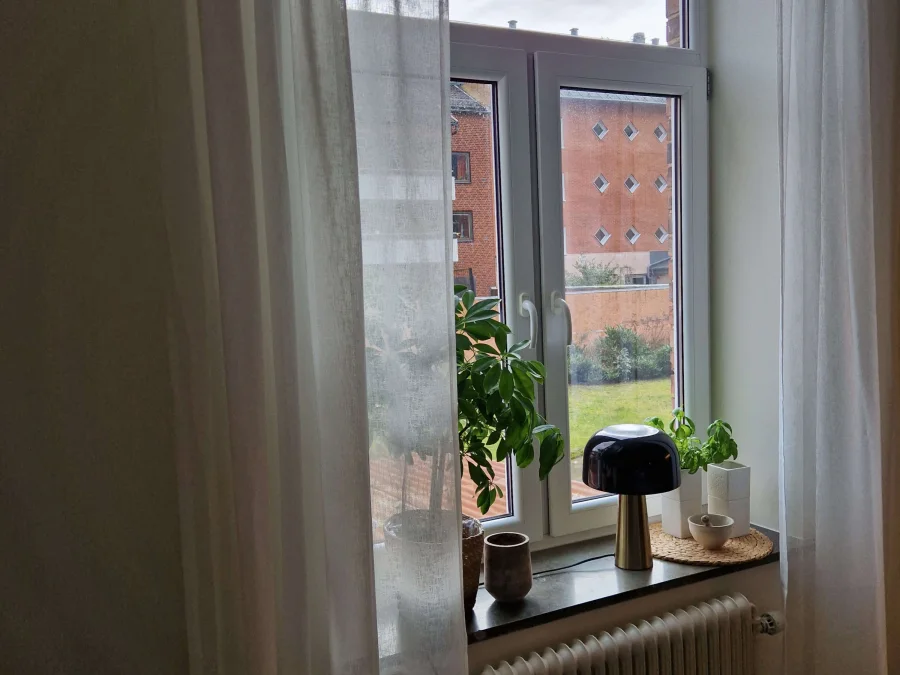 Fönster i modern tvåa på Vattugatan 4 i Halmstad